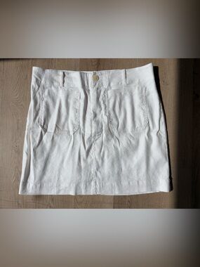 Anthropologie Cream Mini Skirt with Patch Pocket Detail